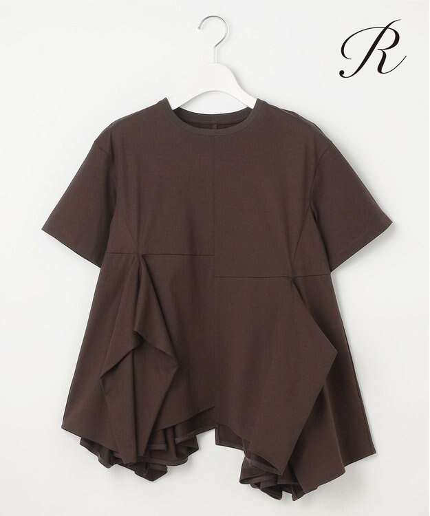 23区 L 【R(アール)】プレミアムコットンジャージー フォルムデザイン カットソー ダークブラウン系