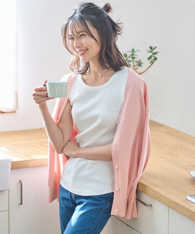 ANY 【洗濯機可能・UVケア】Ｖネック カーディガン ピンク