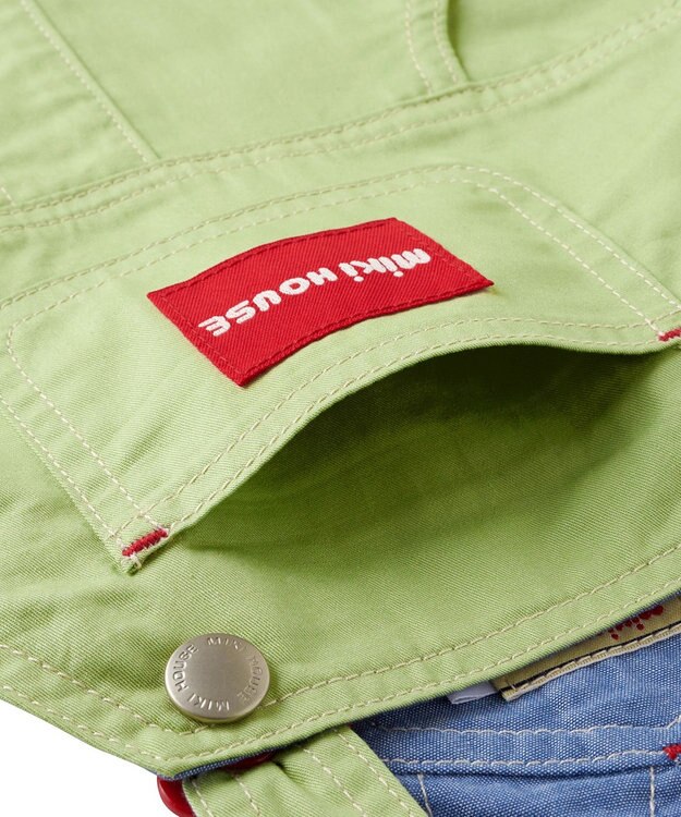 MIKI HOUSE HOT BISCUITS 【ミキハウス】【70-100cm】６分丈オーバーオール ストームグリーン