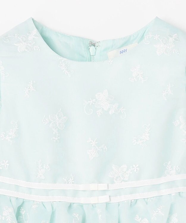 ANY KIDS 総刺繍 花柄ワンピース ミント