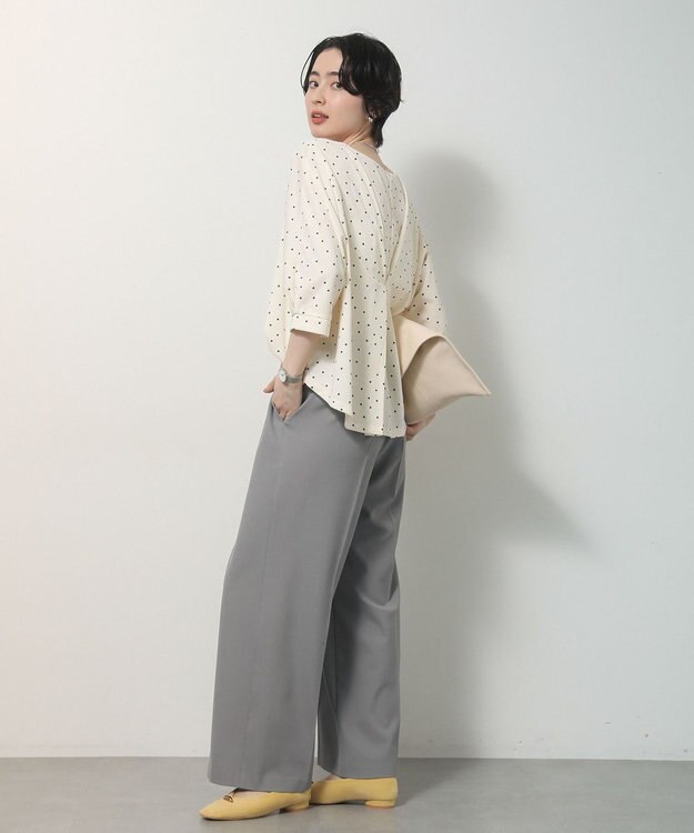 Green Parks きれシルストレートワイドパンツ Gray