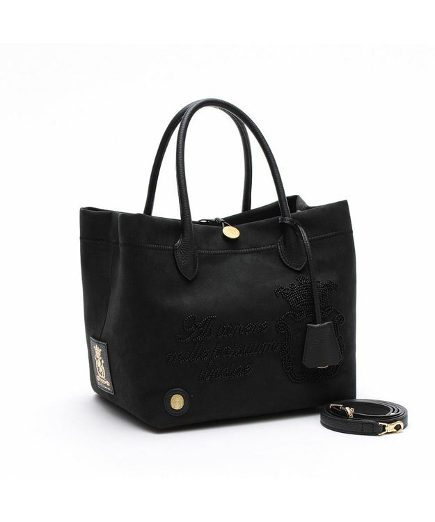 A.D.M.J. 【ファブリック】スエードプラス/マーキスショルダーストラップ付トート25cm ブラック