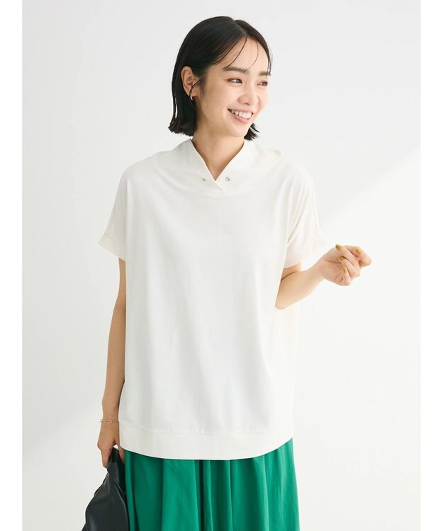 Green Parks フレンチスリーブ抜け襟カットプルオーバー Ecru