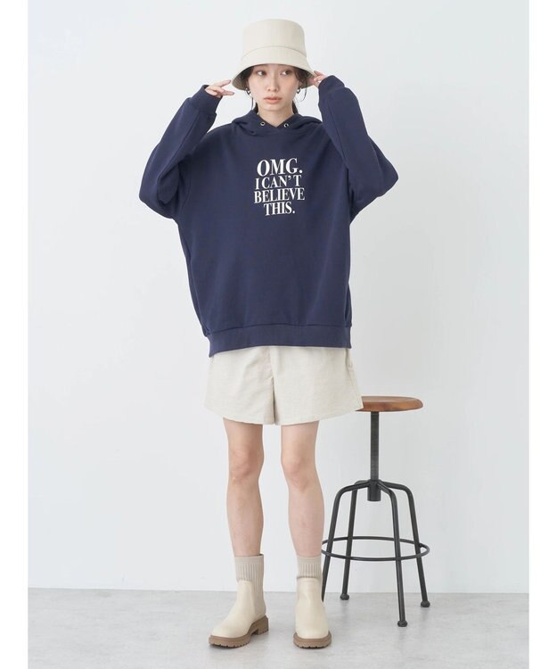earth music&ecology ロゴスウェットフーディー Navy