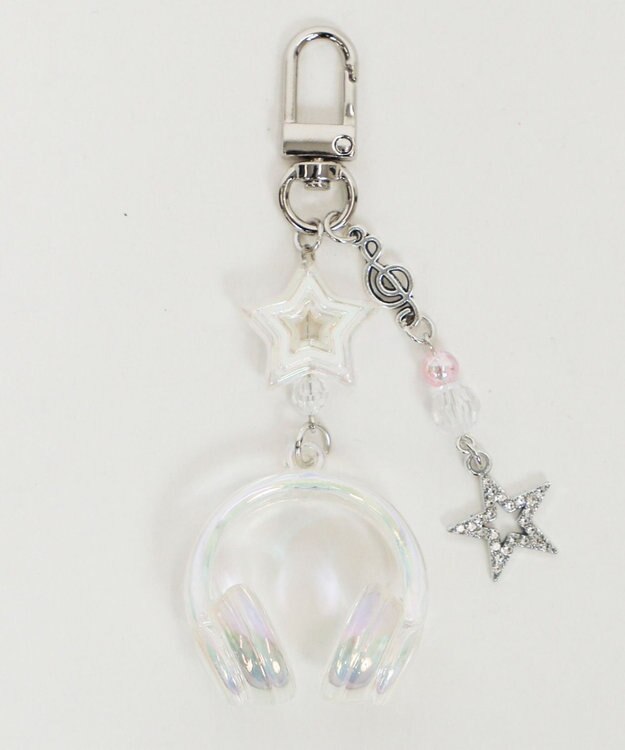 WEGO オーロラクリアヘッドホンキーホルダー ホワイト