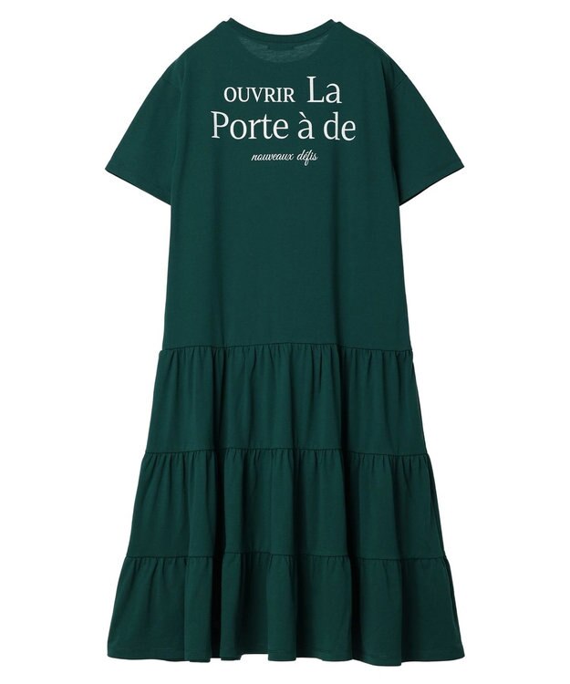 earth music&ecology バックロゴティアードワンピース Green