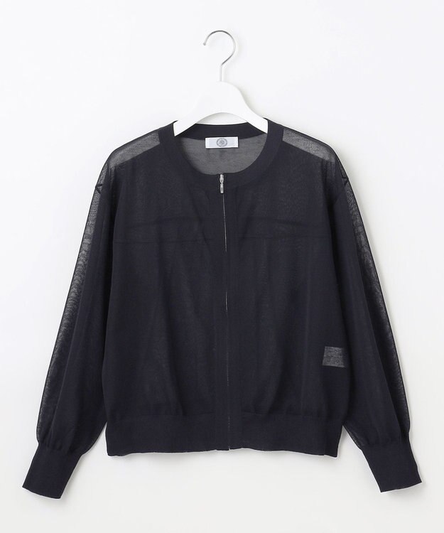 J.PRESS LADIES 【洗える】SHEER LIGHT ニット ブルゾン ネイビー系