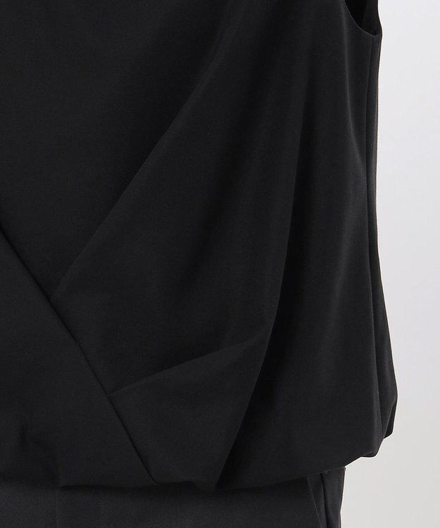 23区 L 【エステータ】コットンダブルクロス ノースリーブブラウス ブラック系