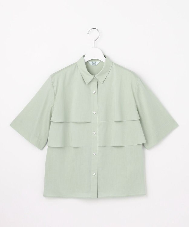 J.PRESS LADIES L 【WEB限定カラーあり・一枚で着映え】ラミーポプリン ティアード シャツ ミント系