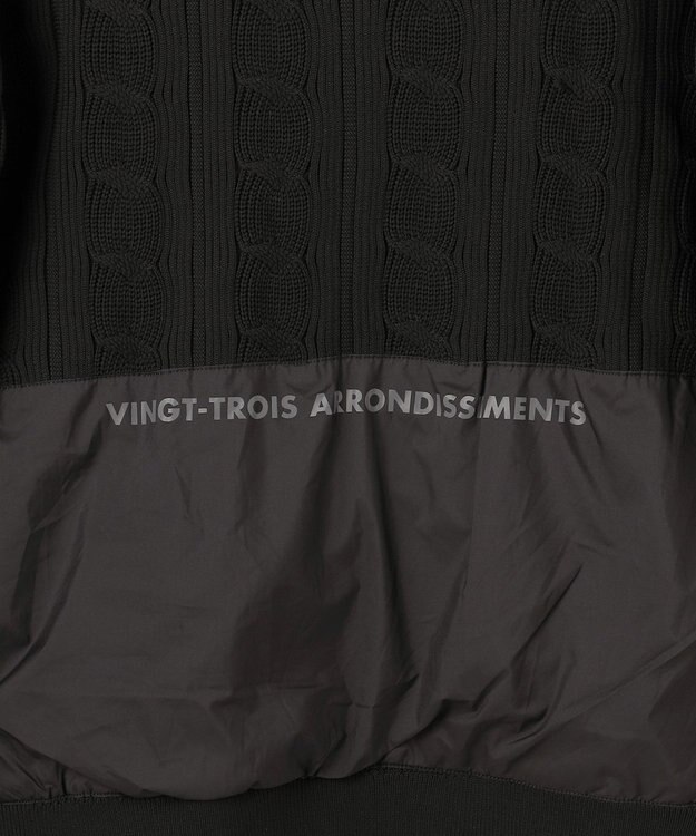 23区GOLF 【MEN】ケーブルジップアップカーディガン　防風裏地付き ブラック系