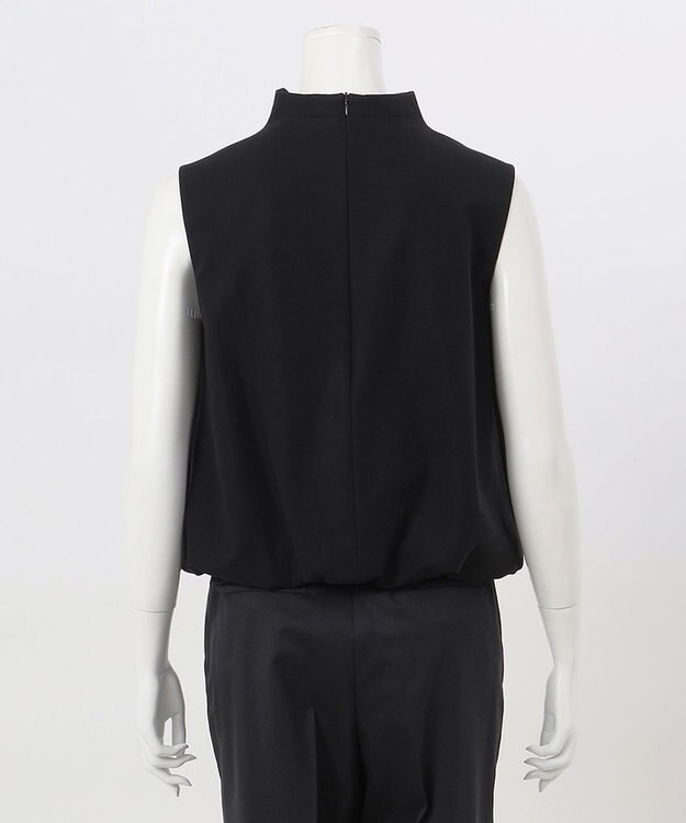 23区 L 【エステータ】コットンダブルクロス ノースリーブブラウス ブラック系