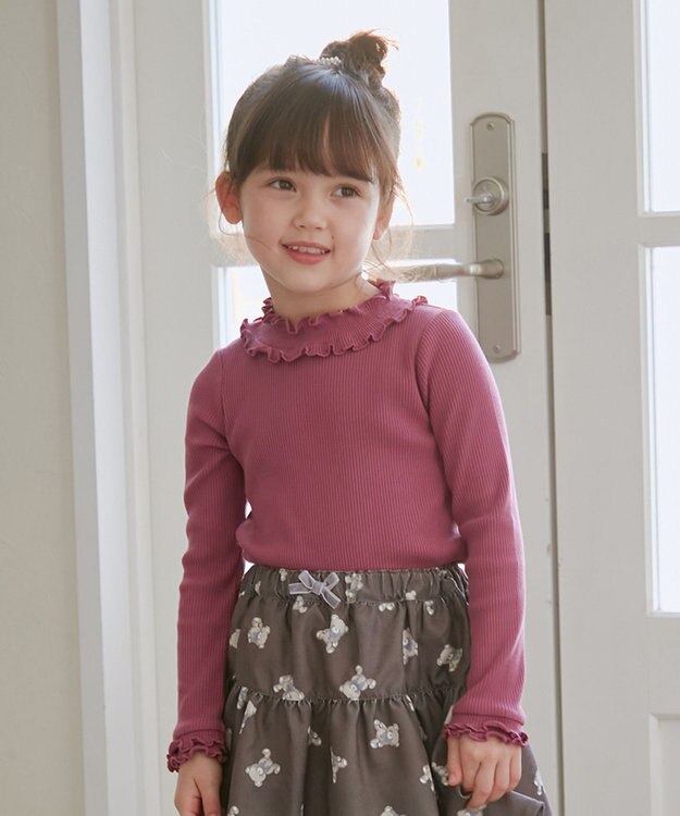 ANY KIDS テレコハイネック長袖Tシャツ ボルドー