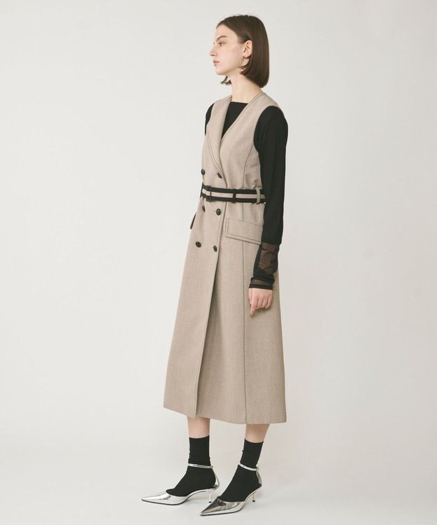 GRACE CONTINENTAL アシンメトリーカラーワンピース ベージュ