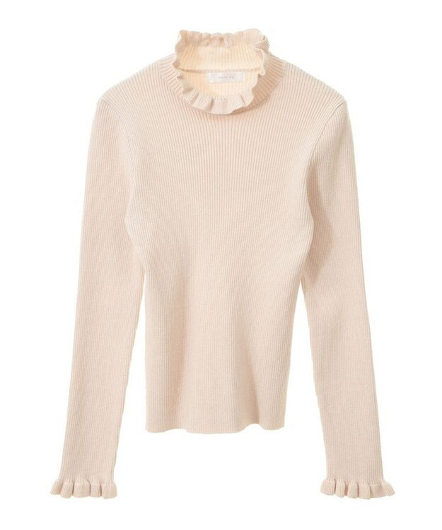 Green Parks ・ｓｗｉｎｇ　ｂｙ　フリルハイネックリブニット Beige