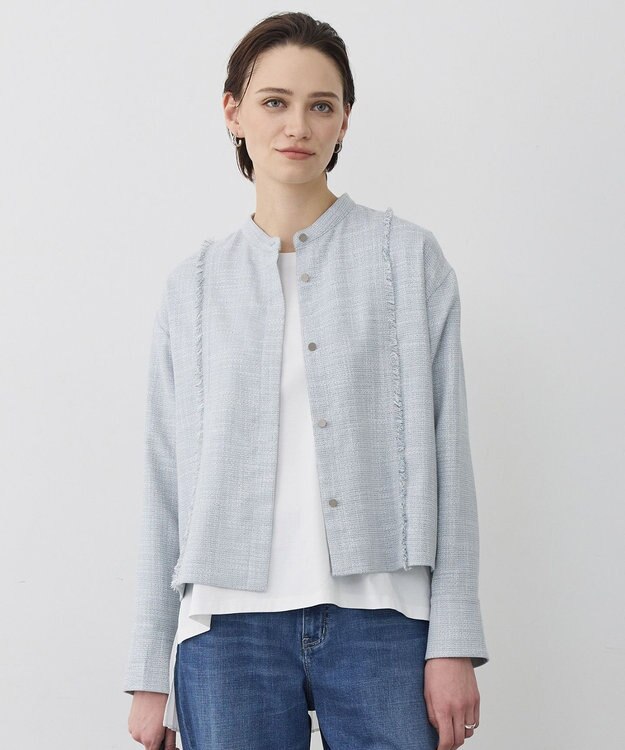 ICB L ライトスラブツイード シャツジャケット ライトデニムミックス