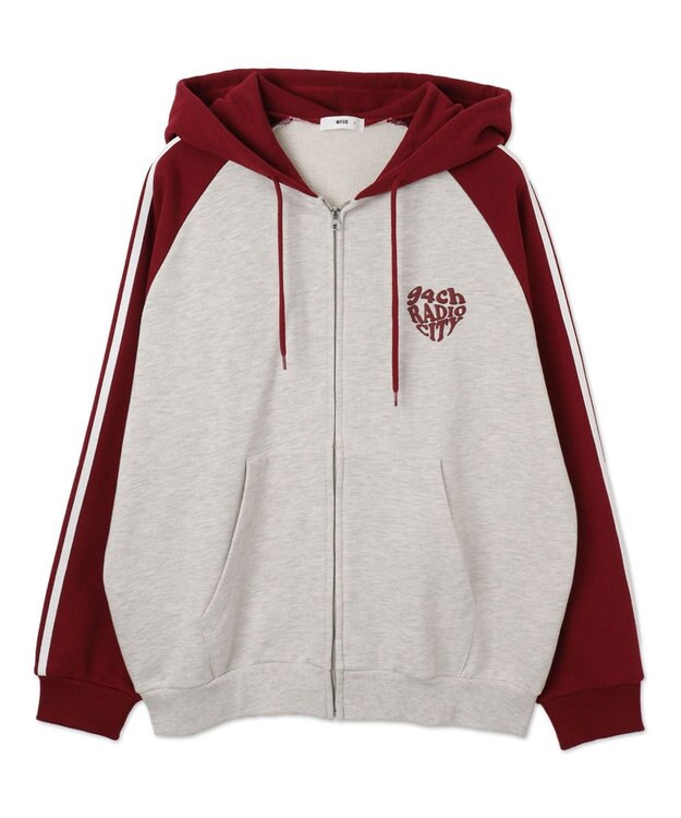 WEGO 【ユニセックス着用ITEM】ラグラングラフィックZIPパーカー ワイン