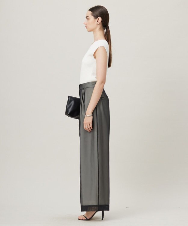 ICB L 【洗える】オーガニックコットンリブ ノースリーブニット オフホワイト系