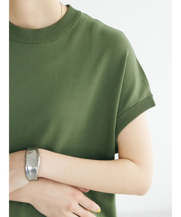 CRAFT STANDARD BOUTIQUE ＵＶカット接触冷感半袖ニットチュニック Khaki