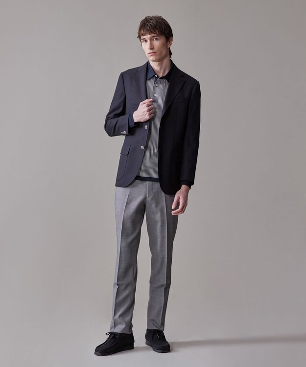 J.PRESS MEN 【Peppin Merino Comfort】【ウォッシャブル可 / 折り目加工】バーズアイ スラックス / ノータック ライトグレー系