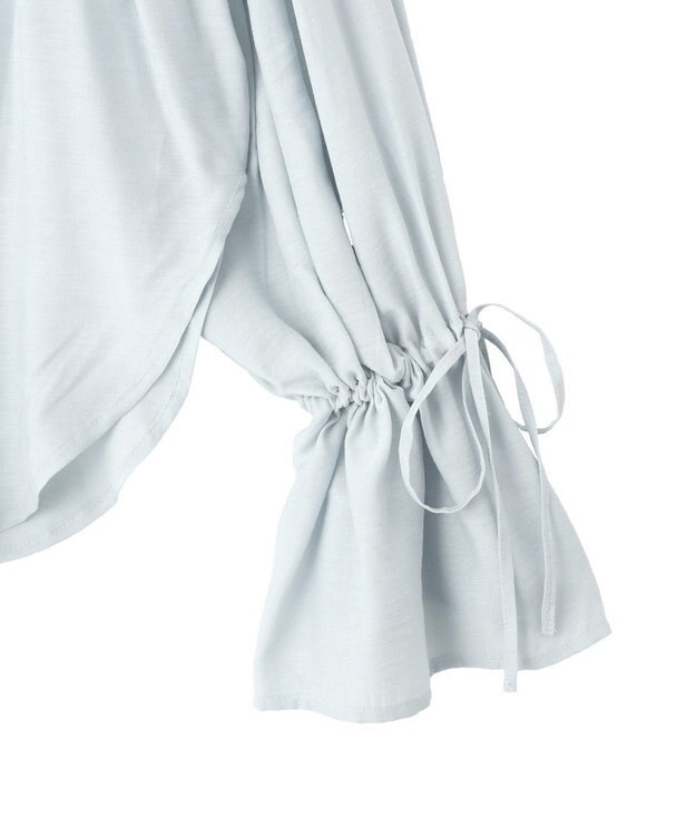 YECCA VECCA シャーリングギャザーリボンブラウス Sax