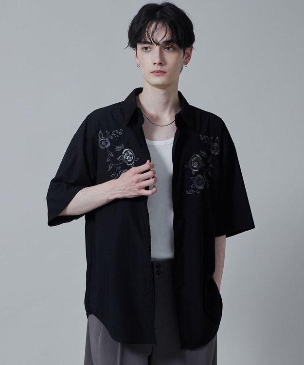 WEGO TRフラワーモチーフシャツ（S） 柄2