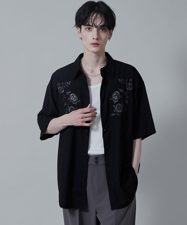 WEGO TRフラワーモチーフシャツ（S） 柄2