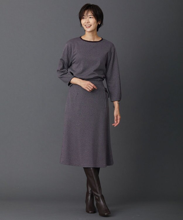 J.PRESS LADIES 【洗える】幾何ジャカード スカート ネイビー系5