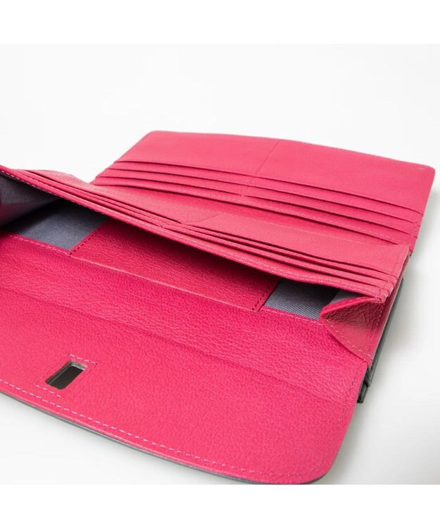 UNBILLION perche カラーコンビレザーかぶせ外がま口長財布 グレー