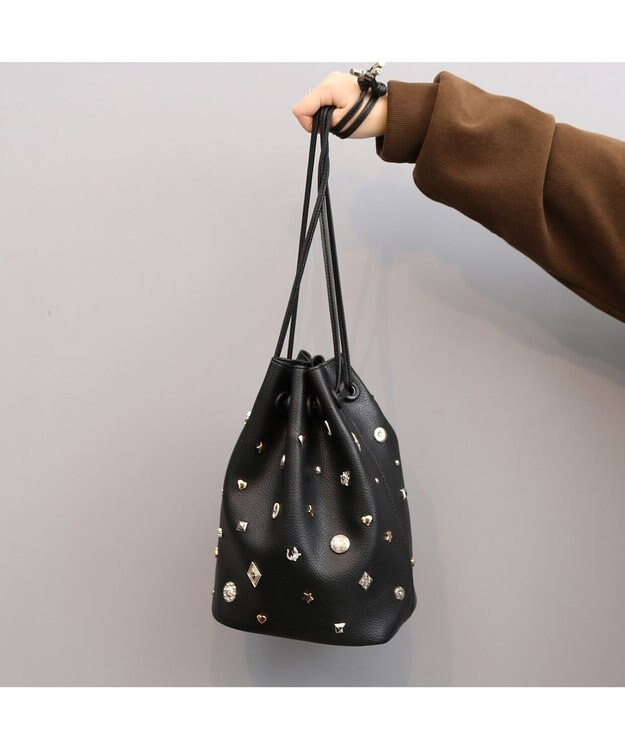 UNBILLION カカトゥ kakatoo / WEB限定ビジューミックスチャーム ドロストバッグ ブラック