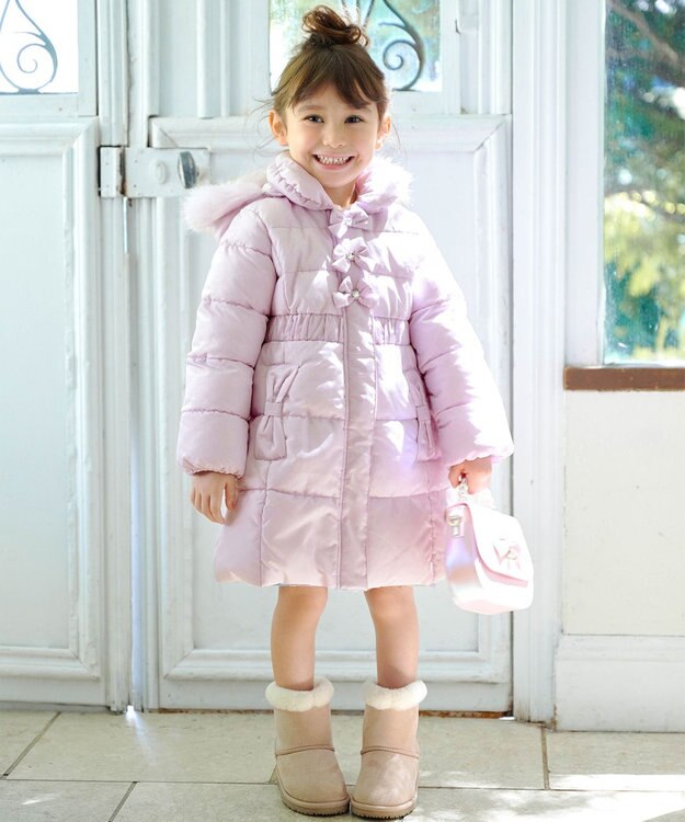 ANY KIDS フェイクムートンリボンブーツ ベージュ