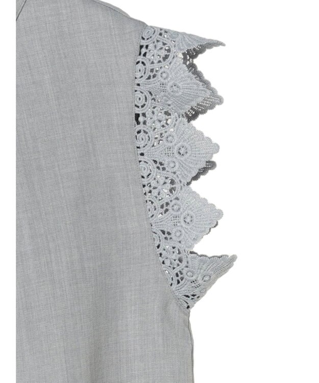 Green Parks ・ＥＬＥＮＣＡＲＥ　ＤＵＥ　リネンライクレースブラウス Gray