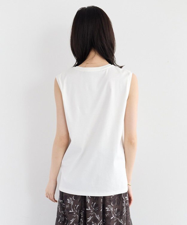 YECCA VECCA コットンスムースノースリーブトップス Off White