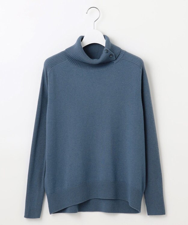 J.PRESS LADIES L 【洗える】SOFT TOUCH WOOL リブ切り替え ニット ダルブルー系