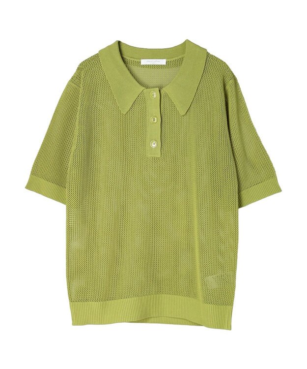 Green Parks メッシュポロ衿ニットプルオーバー Green