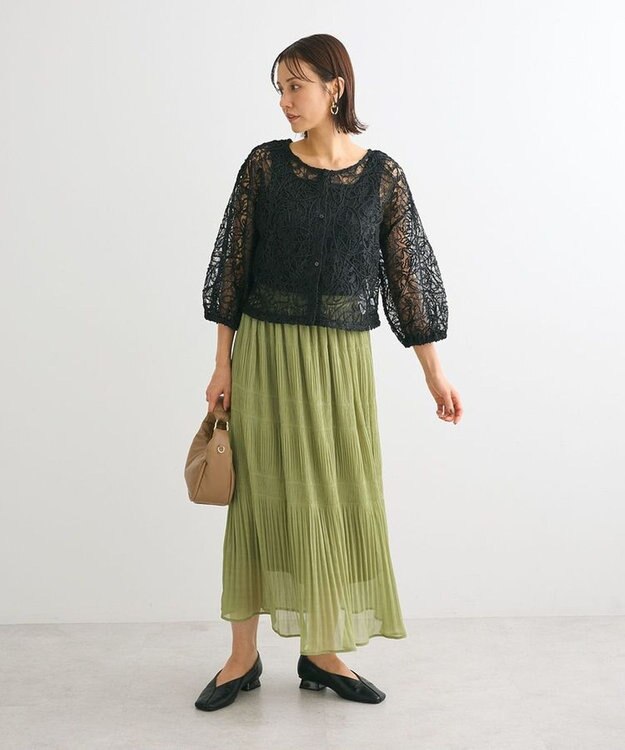 Green Parks ２ＷＡＹ　コードレースブラウス Black