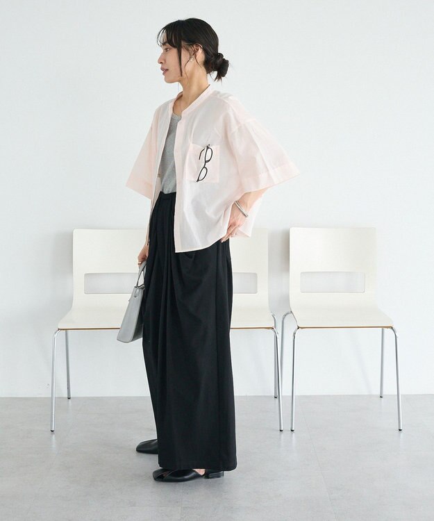 CRAFT STANDARD BOUTIQUE フロントタックドレープワイドパンツ Black