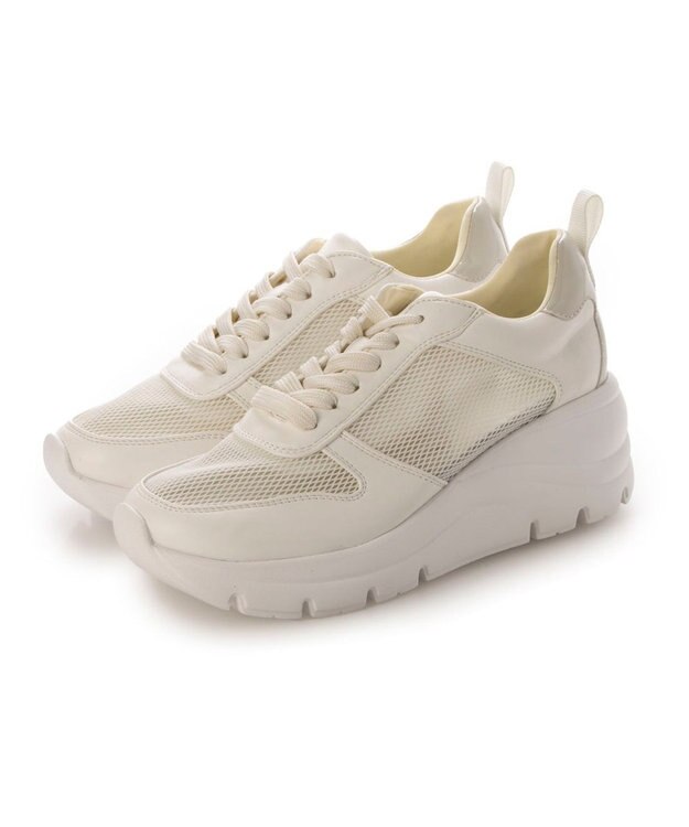 ing <ing>【WEB限定】厚底メッシュスニーカー アイボリー