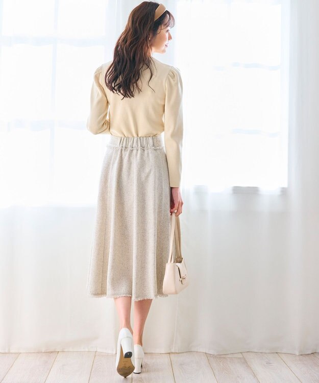 Feroux 【セットアップ対応】春ツイード フレアスカート ホワイト系1