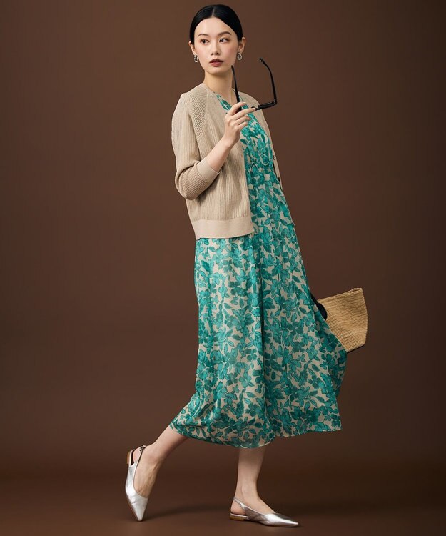 自由区 S ファインリネンナイロン カーディガン ベージュ