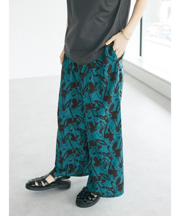 CRAFT STANDARD BOUTIQUE アートフラワーシャーリングパンツ Green