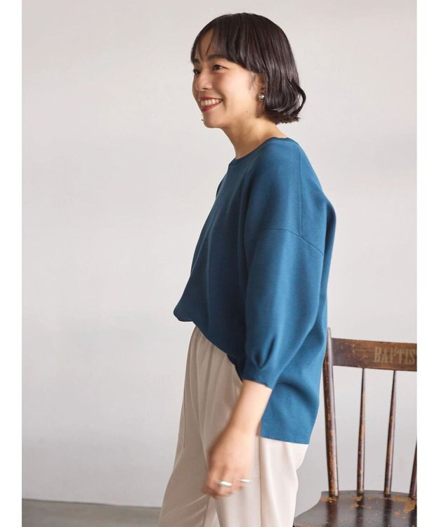 AMERICAN HOLIC ５分袖タックスリーブニットプルオーバー Blue Green