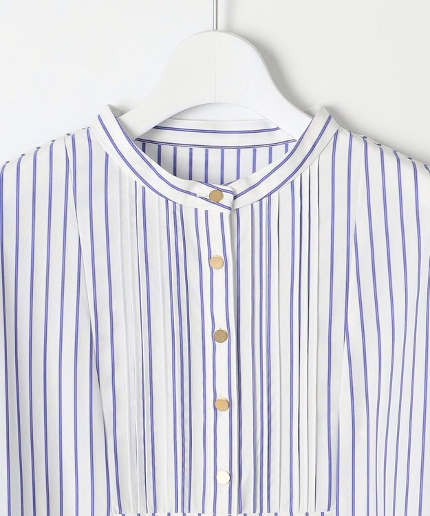 J.PRESS LADIES ストライプジャージー ピンタック カットソー オフベース系