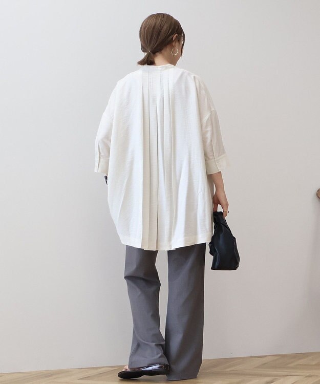 AMERICAN HOLIC 【WEB限定】接触冷感バンドカラーシャツチュニック Ivory
