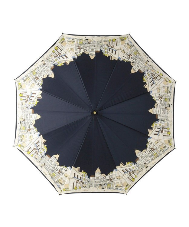 MOONBAT 【日本製】ダックス (DAKS) 長傘 街並みカラープリント ネイビーブルー