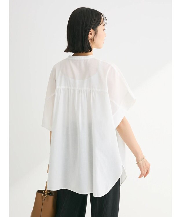 Green Parks 綿麻混ポンチョ風シャツ Off White