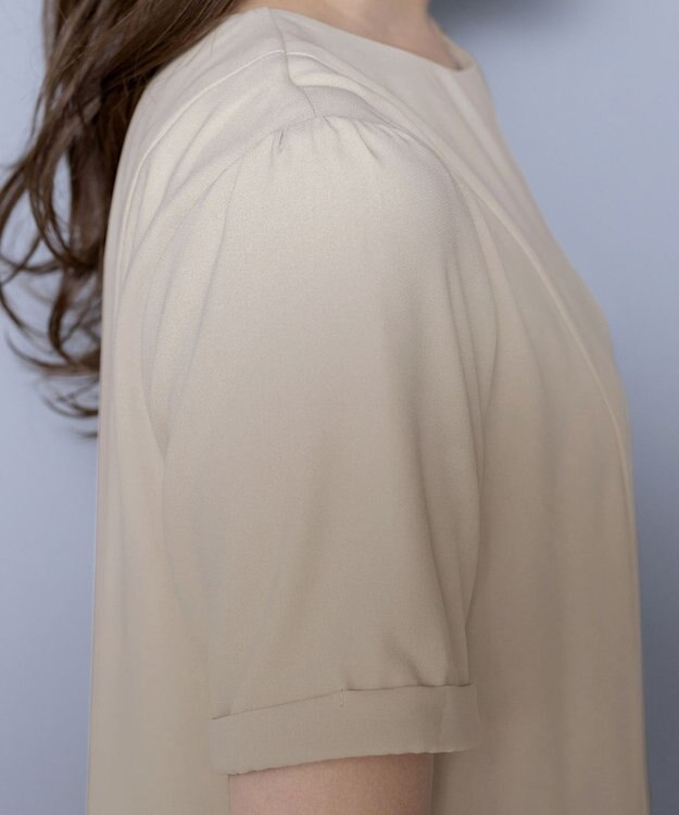 Tiaclasse 【新色追加・洗える】サイドプリーツチュニックブラウス ベージュ