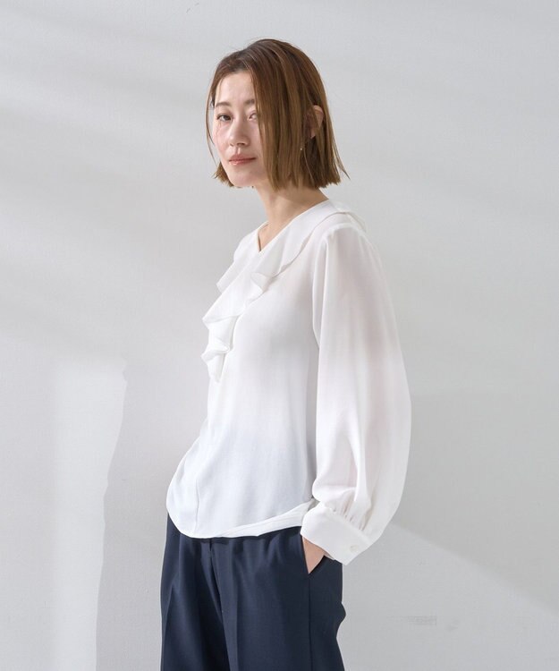 YECCA VECCA ラッフルブラウス White