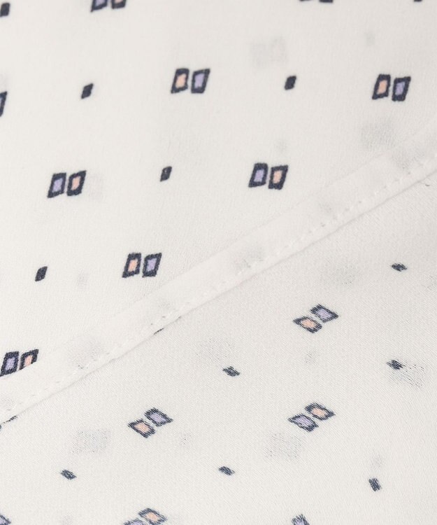 23区 S スクエアドット プリント ブラウス アイボリープリント