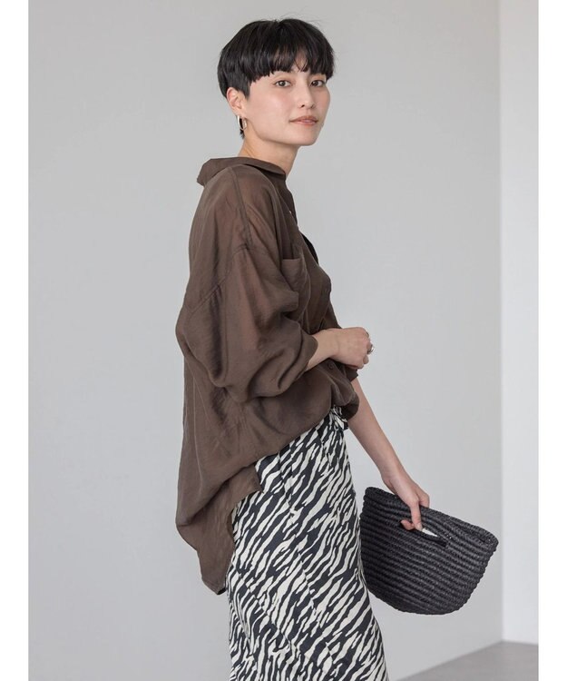 AMERICAN HOLIC シアーＣＯＯＬポケット付きルーズシャツ Brown
