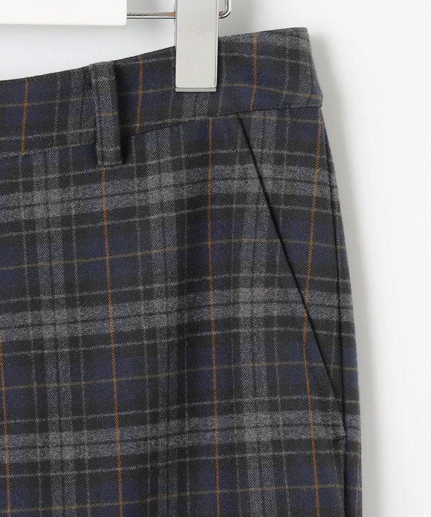 J.PRESS LADIES 【洗える】チェルビックチェック セミワイド パンツ ネイビーチェック系3